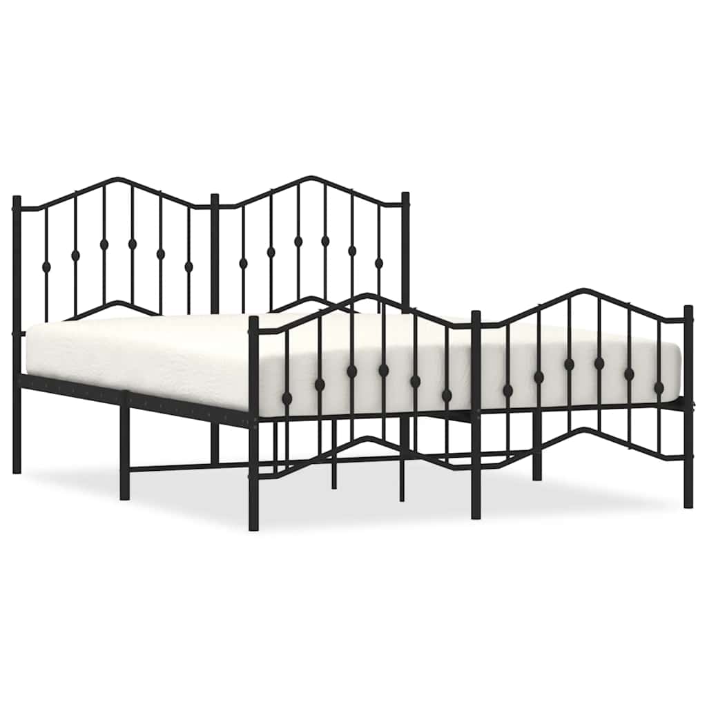 Bedframe met hoofd- en voeteneinde metaal zwart 150x200 cm