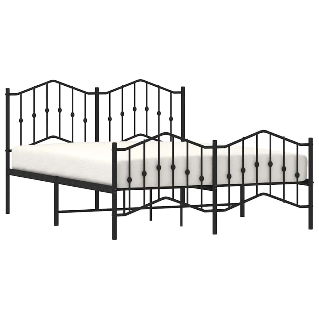 Bedframe met hoofd- en voeteneinde metaal zwart 150x200 cm