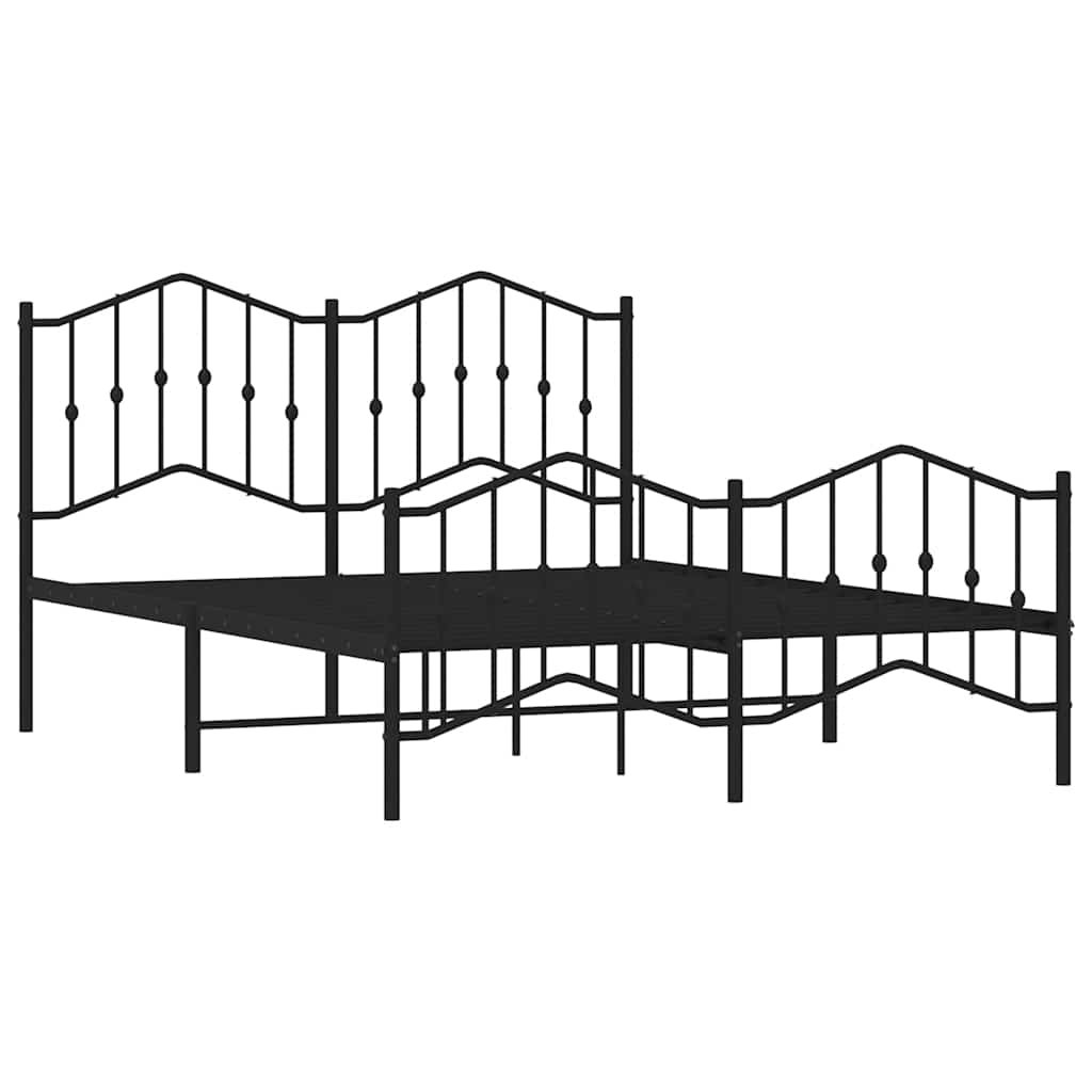 Bedframe met hoofd- en voeteneinde metaal zwart 150x200 cm