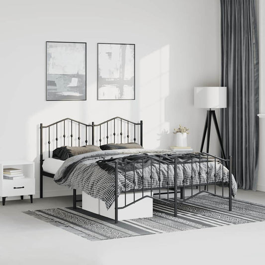 Bedframe met hoofd- en voeteneinde metaal zwart 150x200 cm is nu te koop bij PeponiXL, paradijselijk wonen!