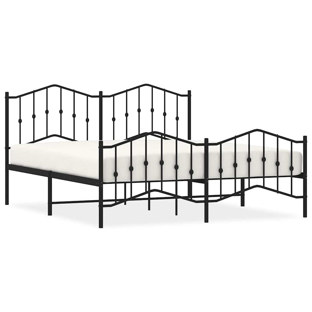 Bedframe met hoofd- en voeteneinde metaal zwart 183x213 cm is nu te koop bij PeponiXL, paradijselijk wonen!