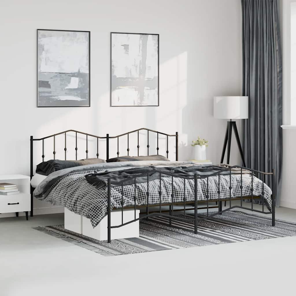 Bedframe met hoofd- en voeteneinde metaal zwart 183x213 cm is nu te koop bij PeponiXL, paradijselijk wonen!