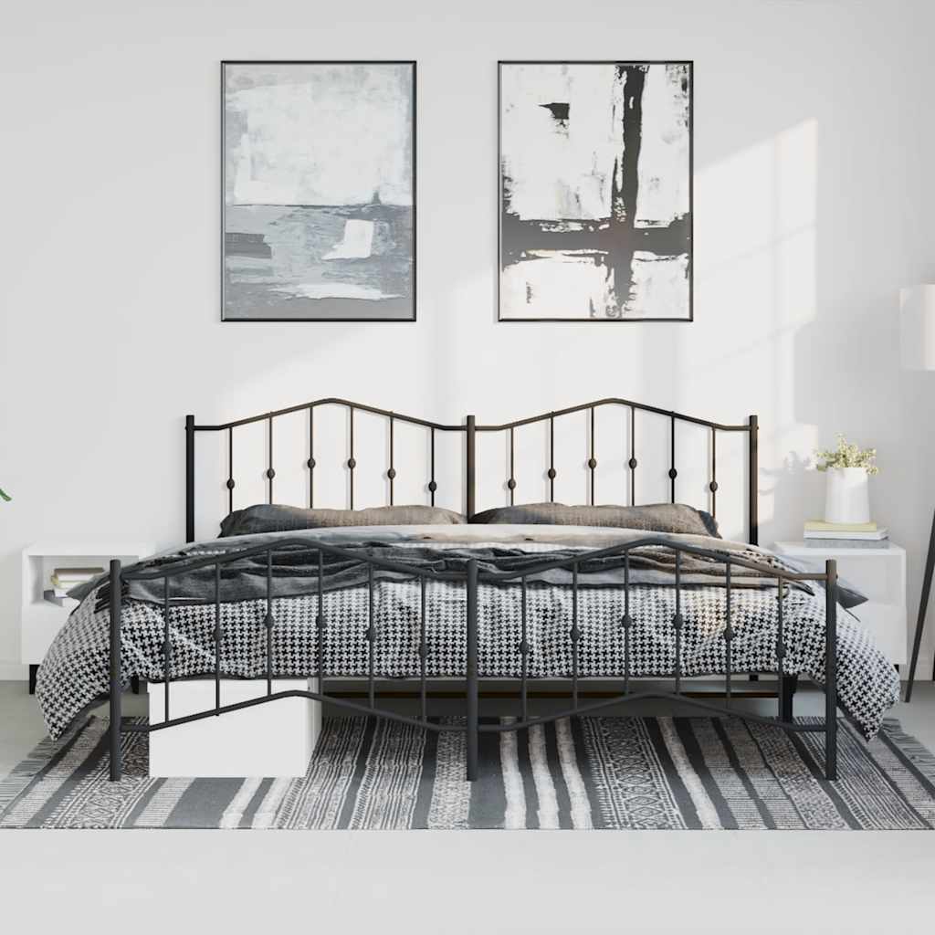 Bedframe met hoofd- en voeteneinde metaal zwart 193x203 cm is nu te koop bij PeponiXL, paradijselijk wonen!