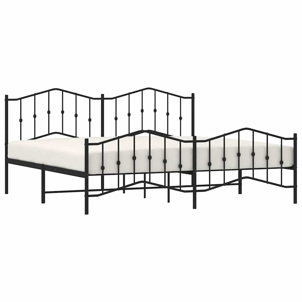 Bedframe met hoofd- en voeteneinde metaal zwart 193x203 cm is nu te koop bij PeponiXL, paradijselijk wonen!