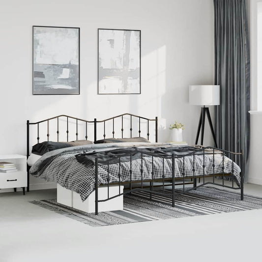 Bedframe met hoofd- en voeteneinde metaal zwart 193x203 cm is nu te koop bij PeponiXL, paradijselijk wonen!