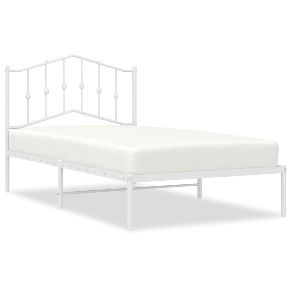 Bedframe met hoofdbord metaal wit 100x190 cm is nu te koop bij PeponiXL, paradijselijk wonen!
