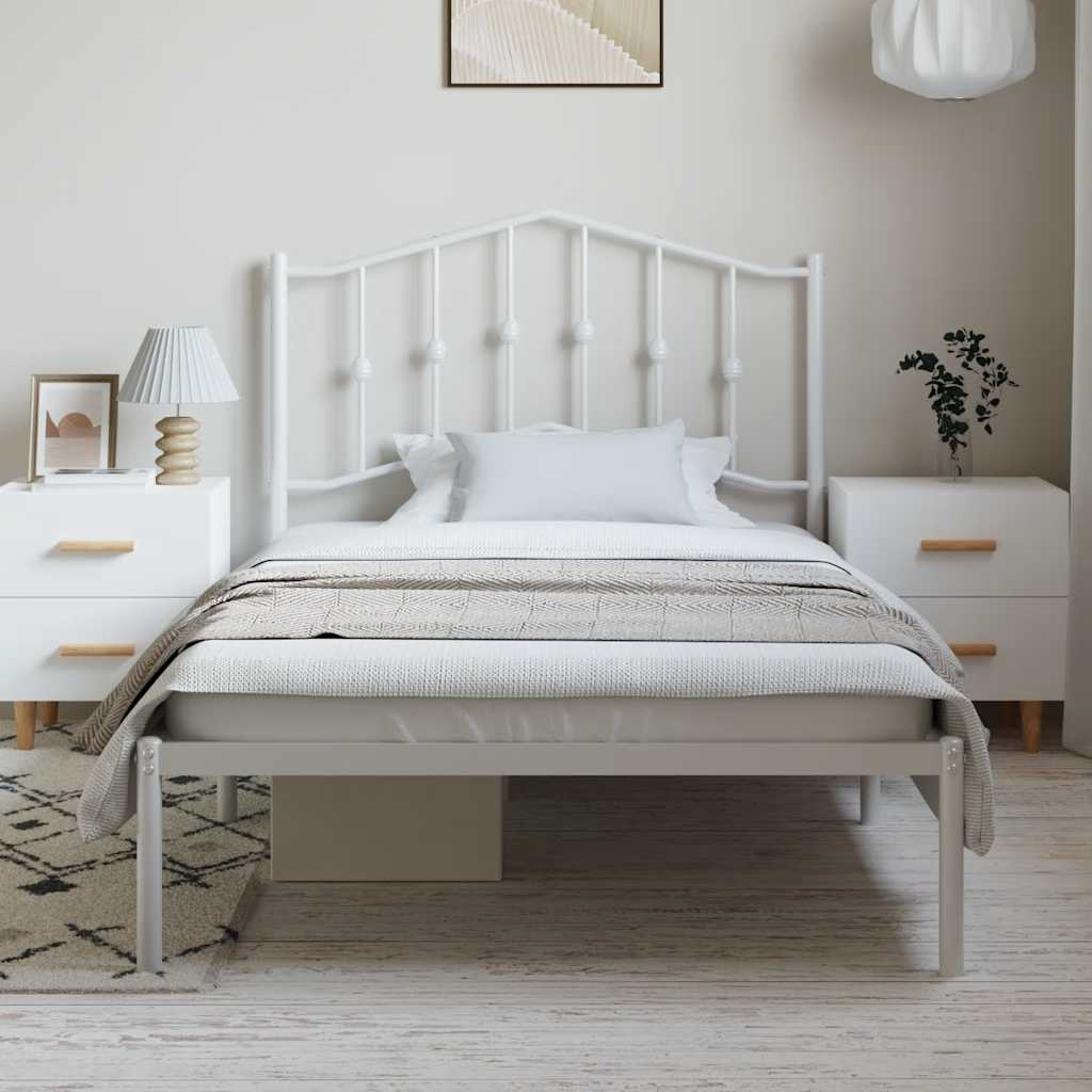 Bedframe met hoofdbord metaal wit 100x190 cm is nu te koop bij PeponiXL, paradijselijk wonen!
