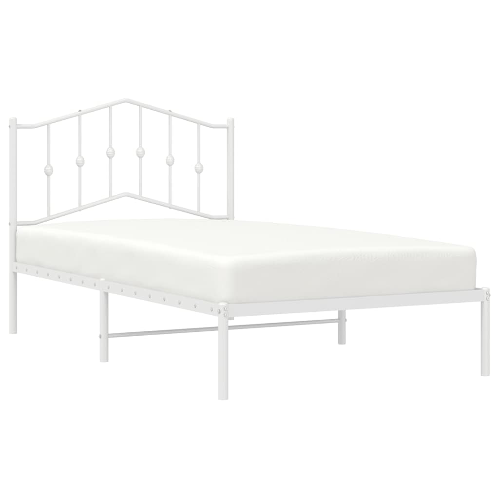 Bedframe met hoofdbord metaal wit 100x190 cm is nu te koop bij PeponiXL, paradijselijk wonen!