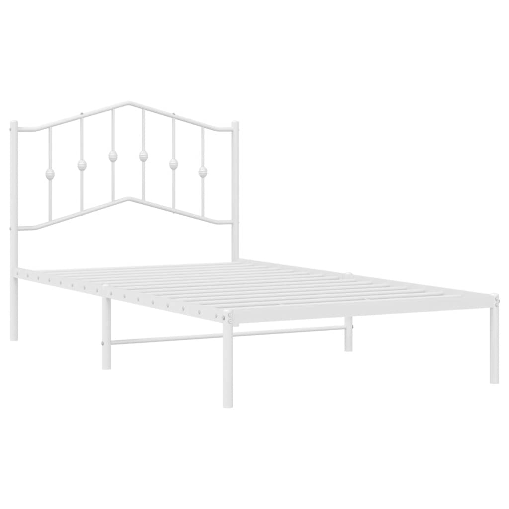 Bedframe met hoofdbord metaal wit 100x190 cm is nu te koop bij PeponiXL, paradijselijk wonen!
