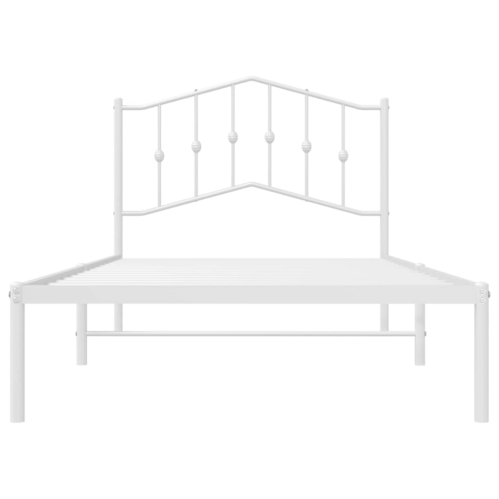 Bedframe met hoofdbord metaal wit 100x190 cm is nu te koop bij PeponiXL, paradijselijk wonen!