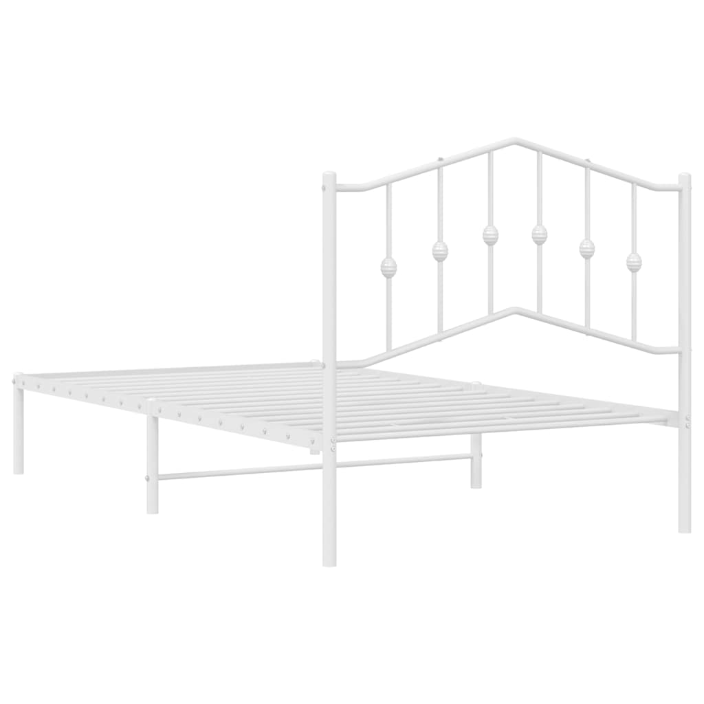 Bedframe met hoofdbord metaal wit 100x190 cm is nu te koop bij PeponiXL, paradijselijk wonen!