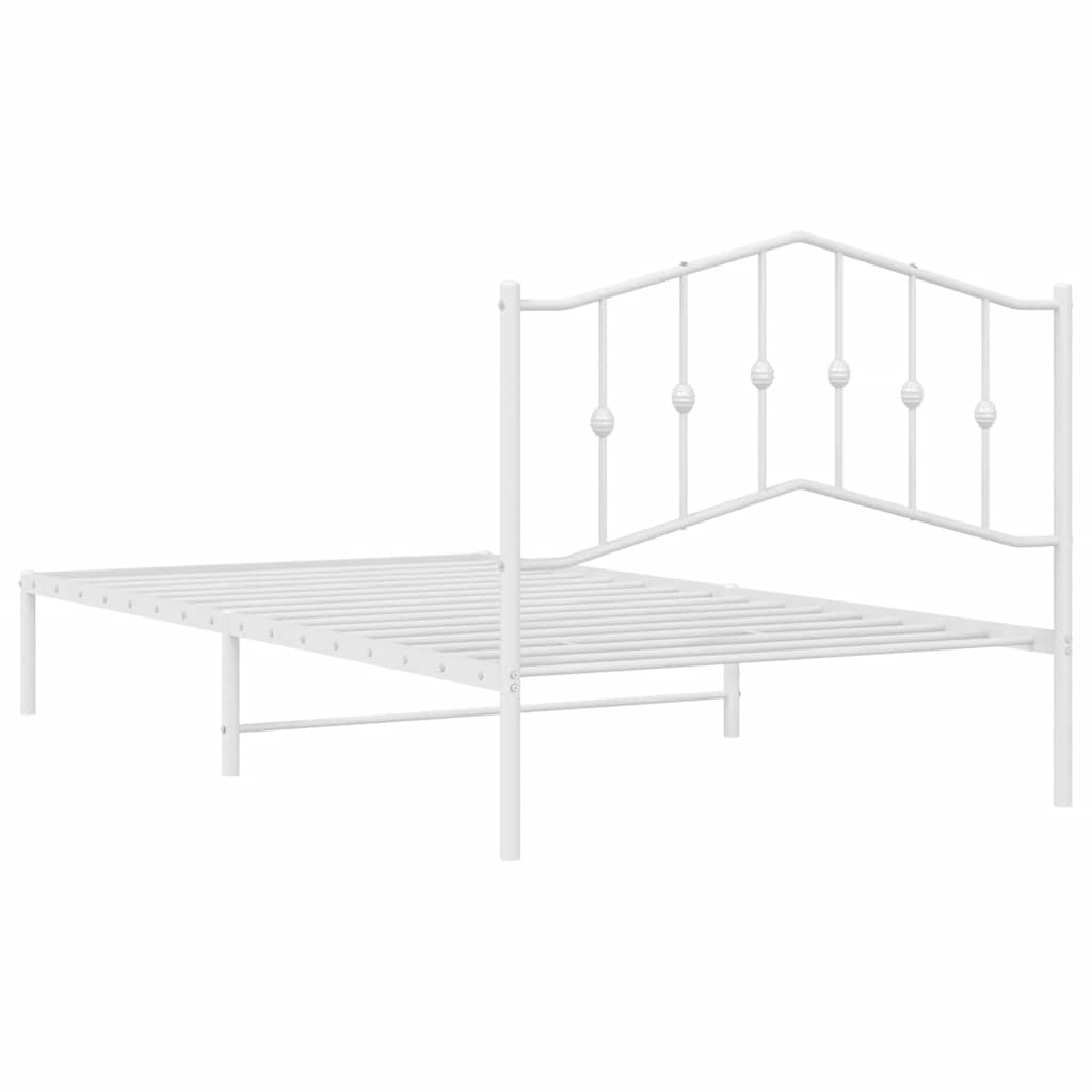 Bedframe met hoofdbord metaal wit 100x200 cm is nu te koop bij PeponiXL, paradijselijk wonen!