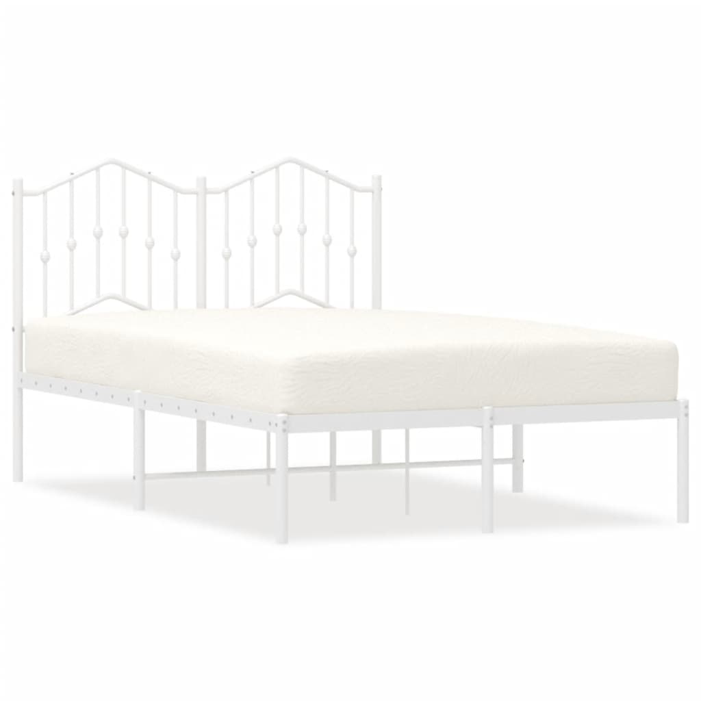 Bedframe met hoofdbord metaal wit 120x190 cm is nu te koop bij PeponiXL, paradijselijk wonen!