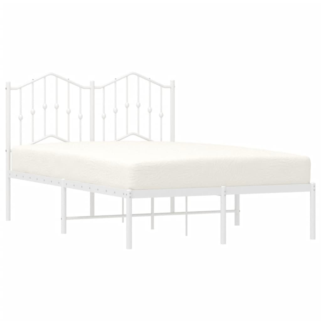 Bedframe met hoofdbord metaal wit 120x190 cm is nu te koop bij PeponiXL, paradijselijk wonen!
