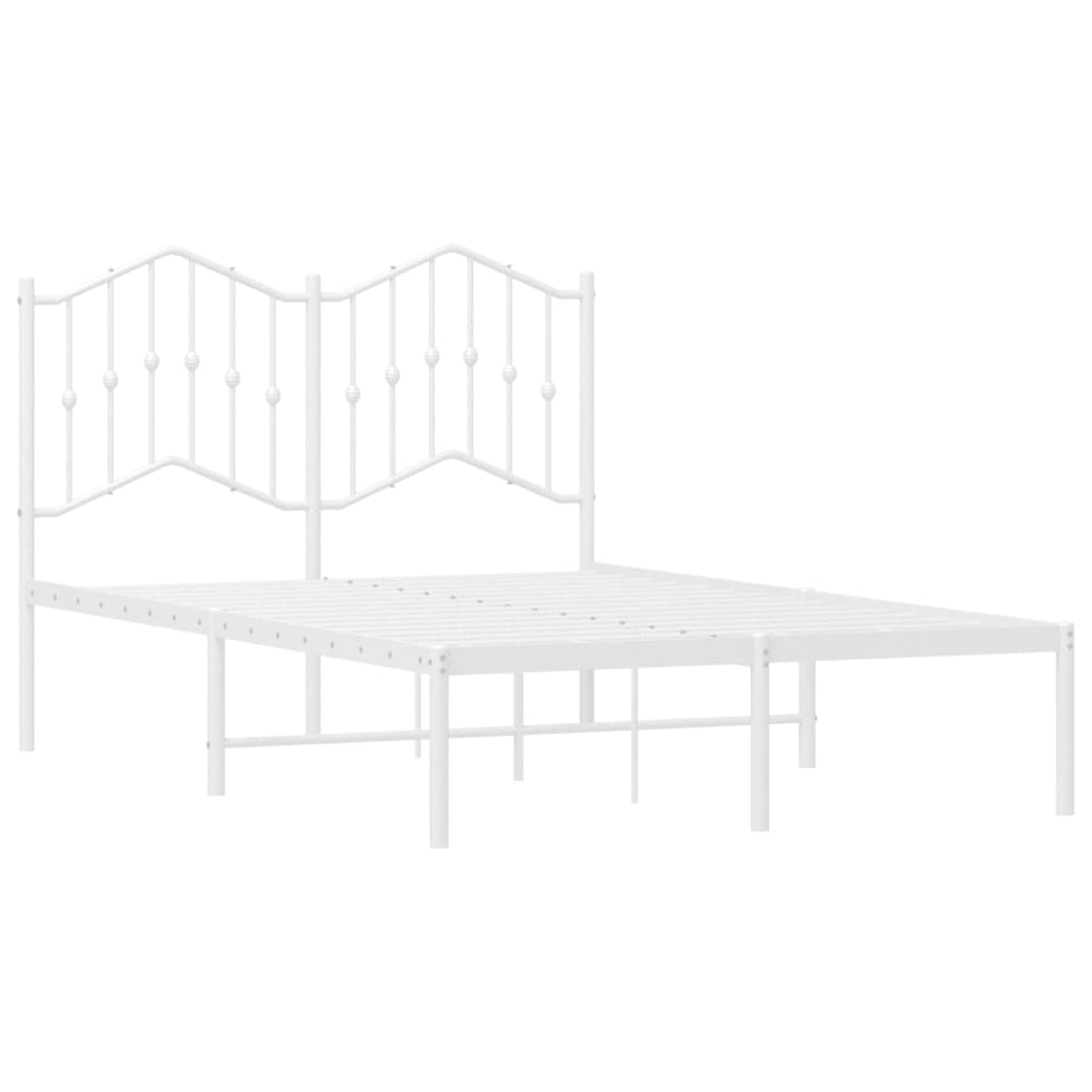 Bedframe met hoofdbord metaal wit 120x190 cm is nu te koop bij PeponiXL, paradijselijk wonen!