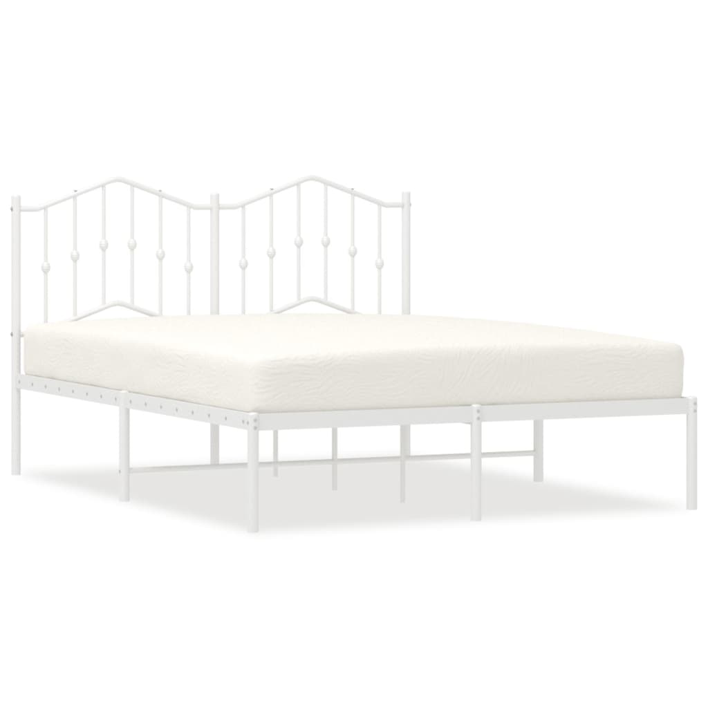 Bedframe met hoofdbord metaal wit 135x190 cm is nu te koop bij PeponiXL, paradijselijk wonen!