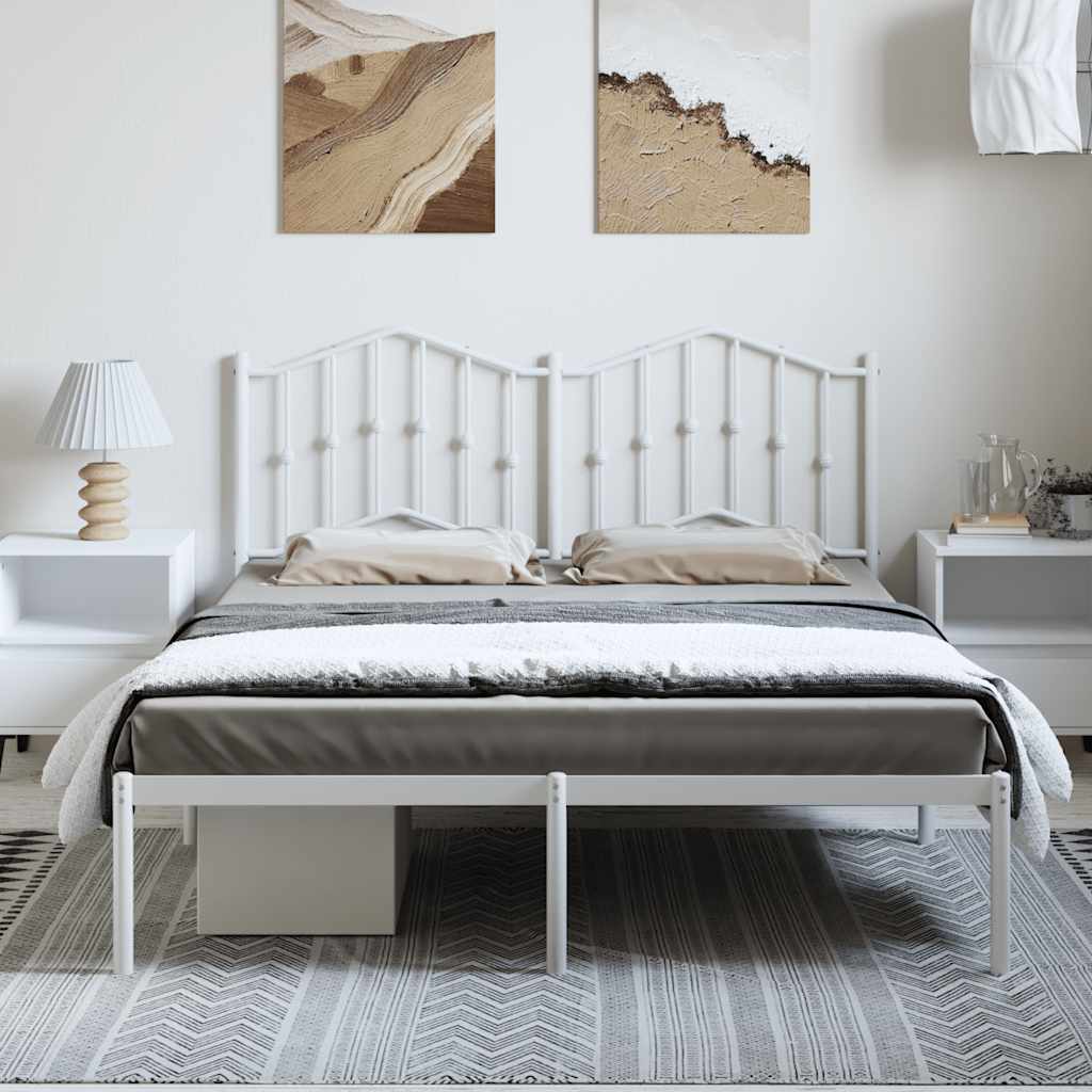 Bedframe met hoofdbord metaal wit 135x190 cm is nu te koop bij PeponiXL, paradijselijk wonen!