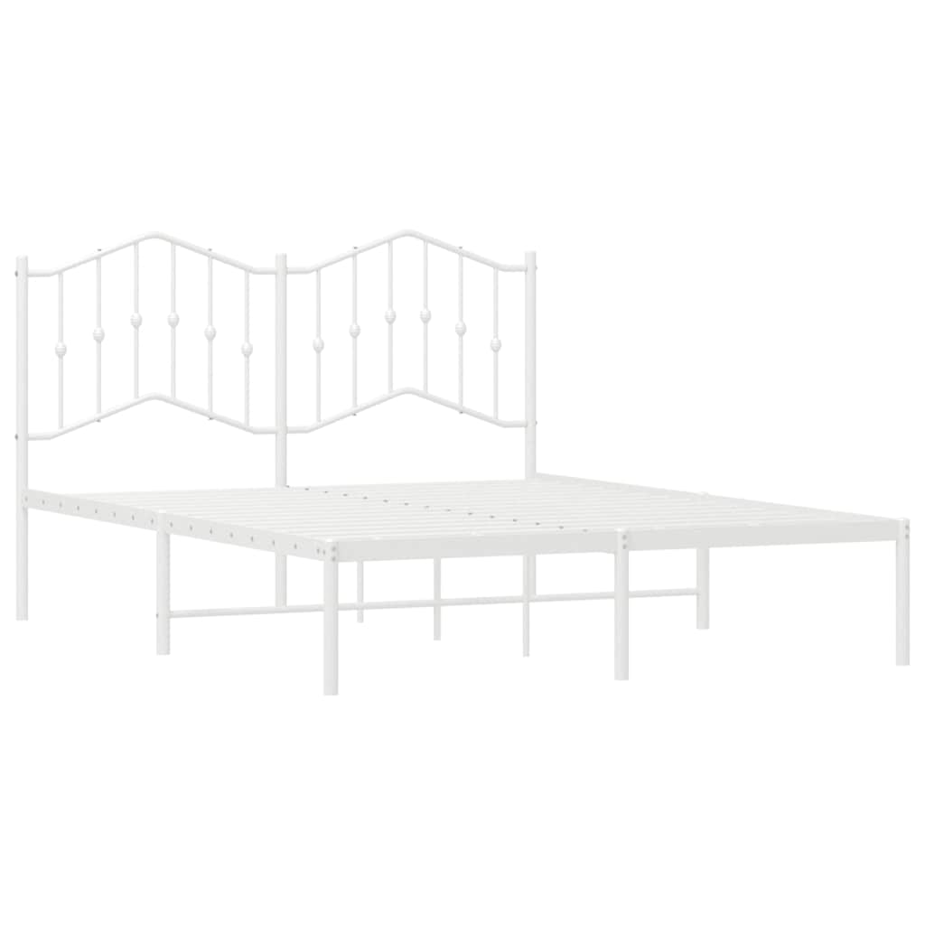 Bedframe met hoofdbord metaal wit 135x190 cm is nu te koop bij PeponiXL, paradijselijk wonen!