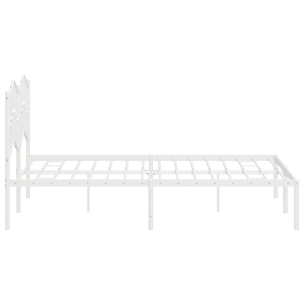 Bedframe met hoofdbord metaal wit 135x190 cm is nu te koop bij PeponiXL, paradijselijk wonen!