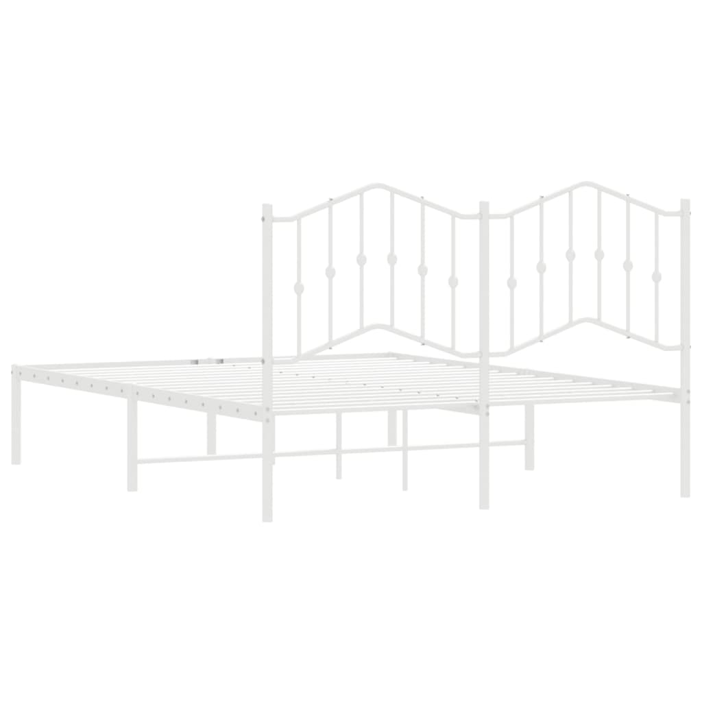 Bedframe met hoofdbord metaal wit 135x190 cm is nu te koop bij PeponiXL, paradijselijk wonen!