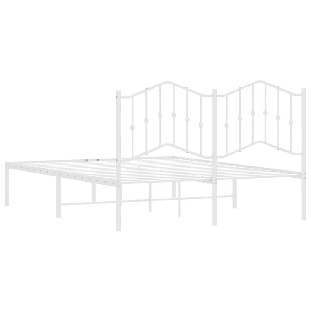 Bedframe met hoofdbord metaal wit 135x190 cm is nu te koop bij PeponiXL, paradijselijk wonen!