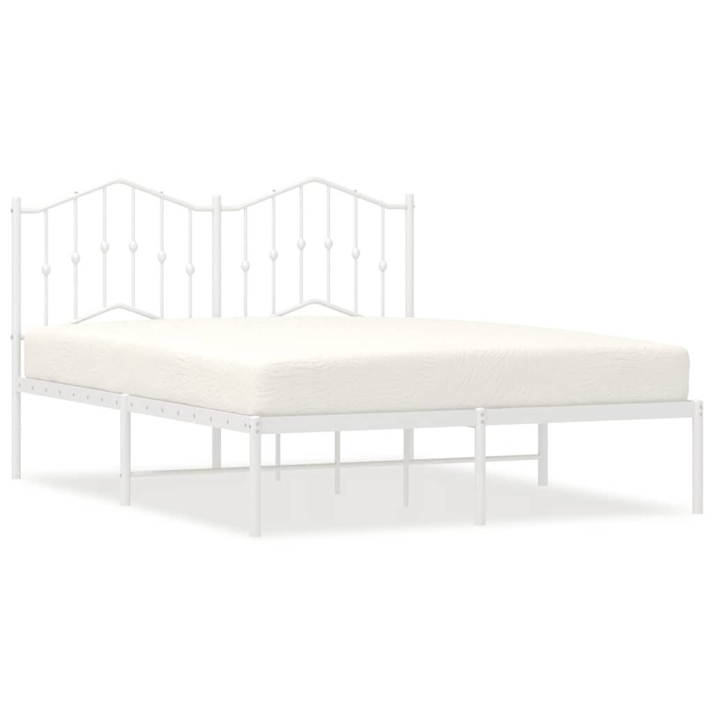 Bedframe met hoofdbord metaal wit 140x190 cm is nu te koop bij PeponiXL, paradijselijk wonen!