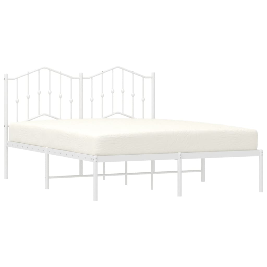 Bedframe met hoofdbord metaal wit 140x190 cm is nu te koop bij PeponiXL, paradijselijk wonen!