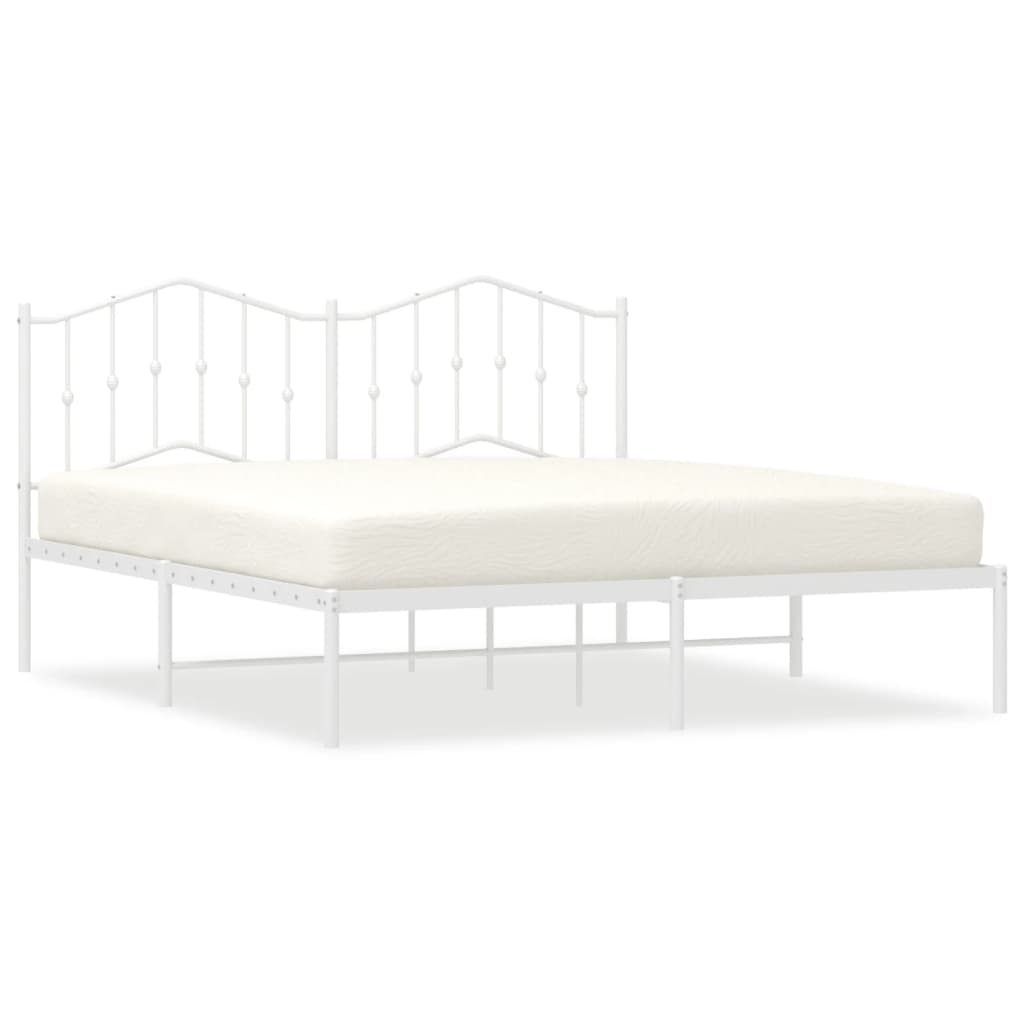 Bedframe met hoofdbord metaal wit 160x200 cm is nu te koop bij PeponiXL, paradijselijk wonen!