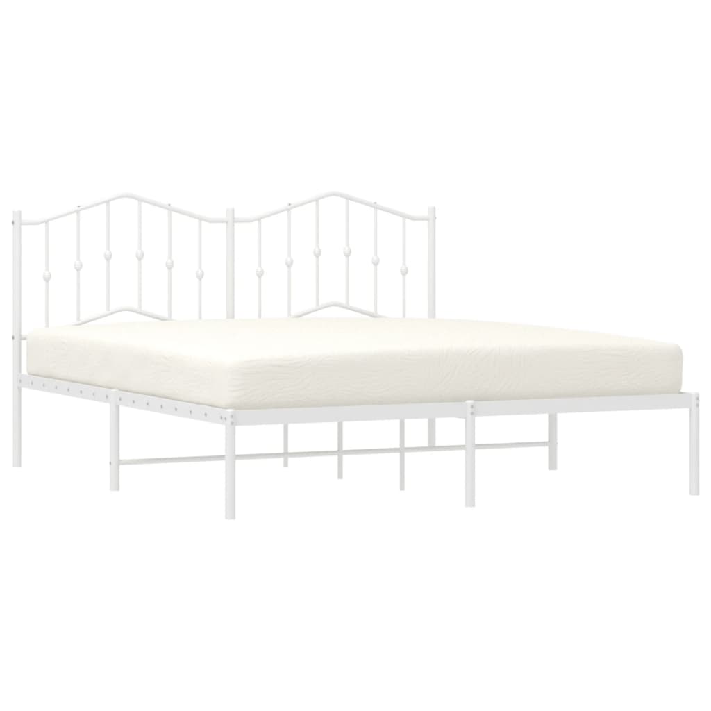 Bedframe met hoofdbord metaal wit 160x200 cm is nu te koop bij PeponiXL, paradijselijk wonen!