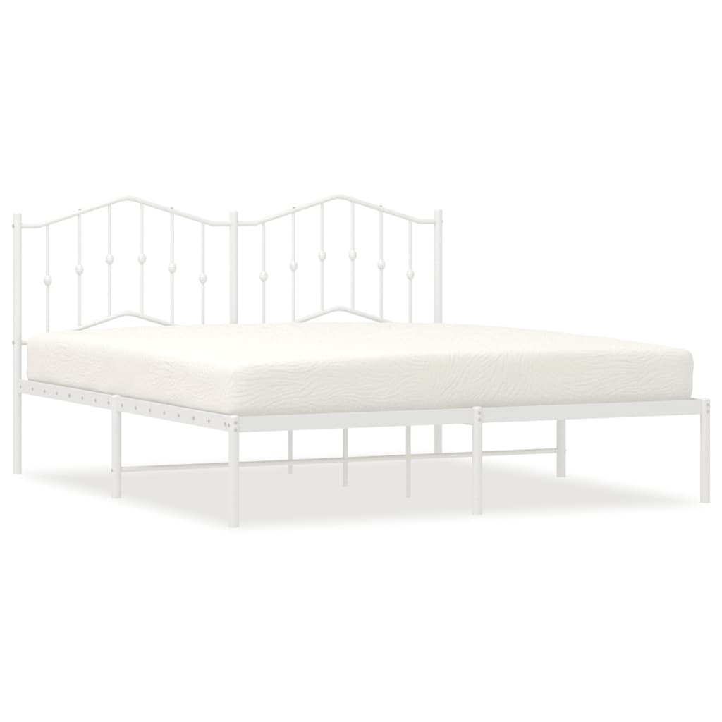 Bedframe met hoofdbord metaal wit 183x213 cm is nu te koop bij PeponiXL, paradijselijk wonen!