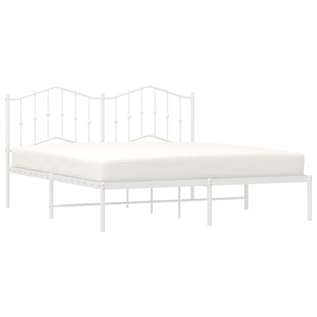 Bedframe met hoofdbord metaal wit 183x213 cm is nu te koop bij PeponiXL, paradijselijk wonen!
