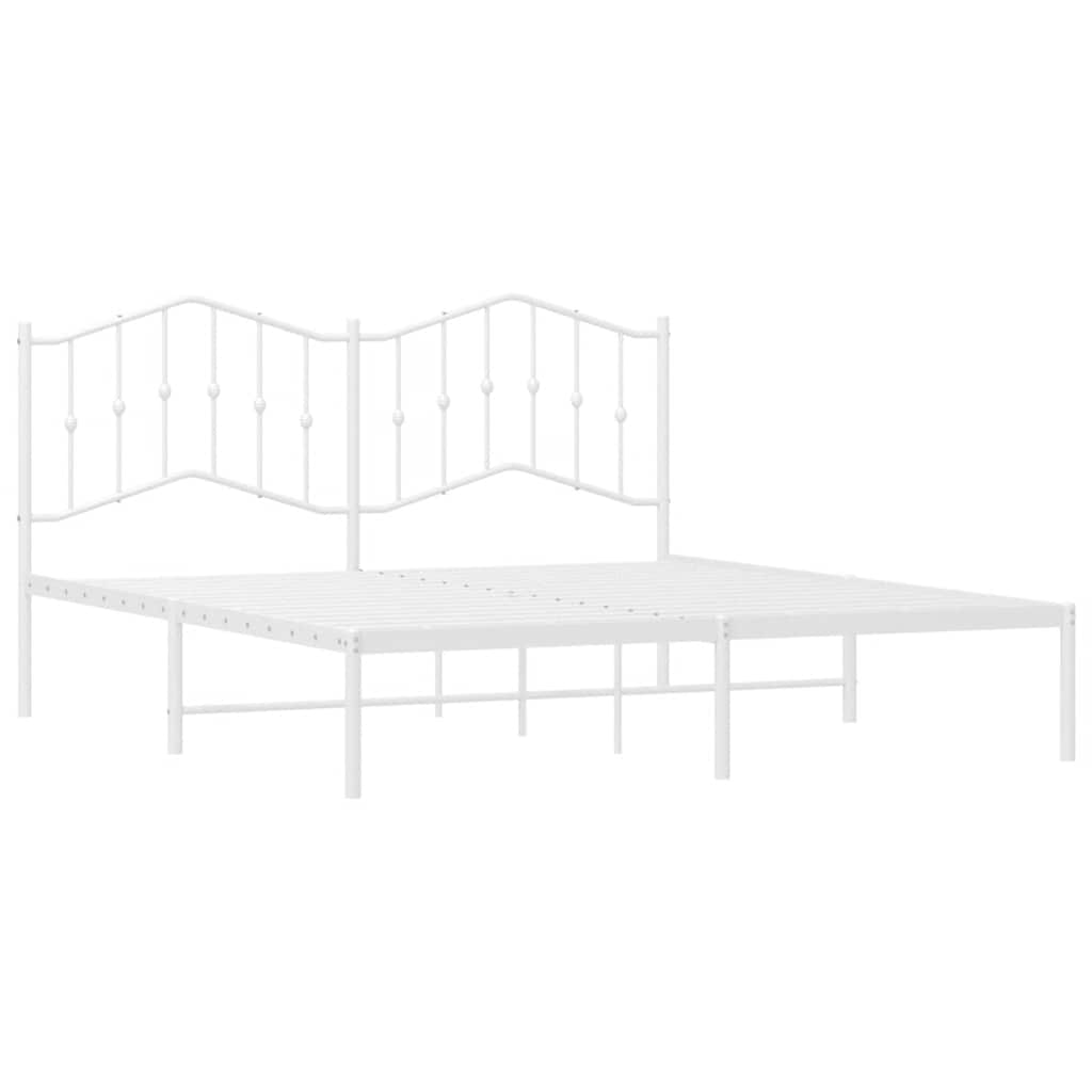 Bedframe met hoofdbord metaal wit 183x213 cm is nu te koop bij PeponiXL, paradijselijk wonen!
