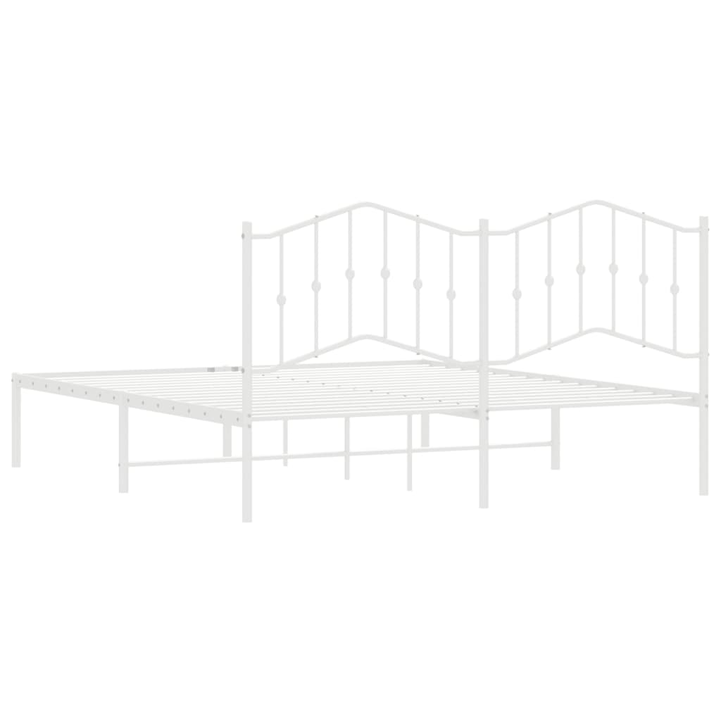 Bedframe met hoofdbord metaal wit 183x213 cm is nu te koop bij PeponiXL, paradijselijk wonen!