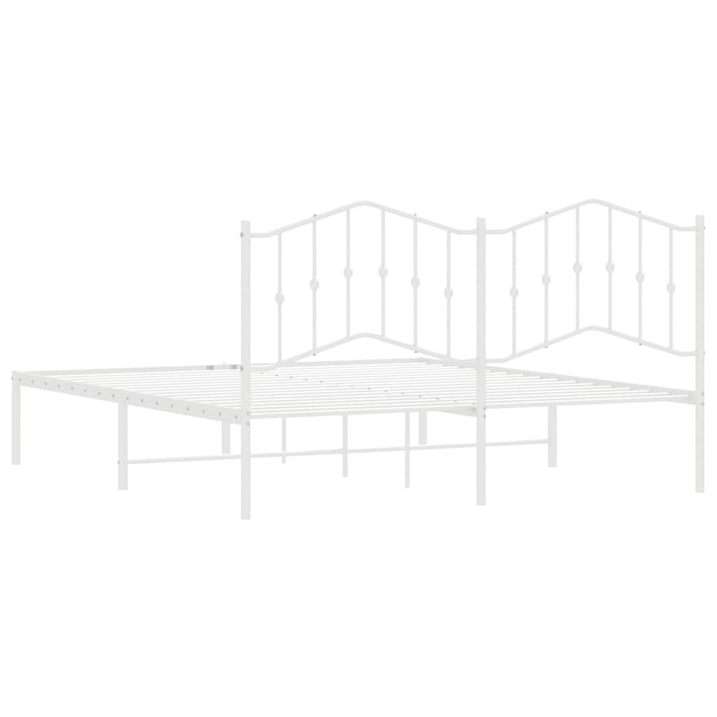 Bedframe met hoofdbord metaal wit 183x213 cm is nu te koop bij PeponiXL, paradijselijk wonen!