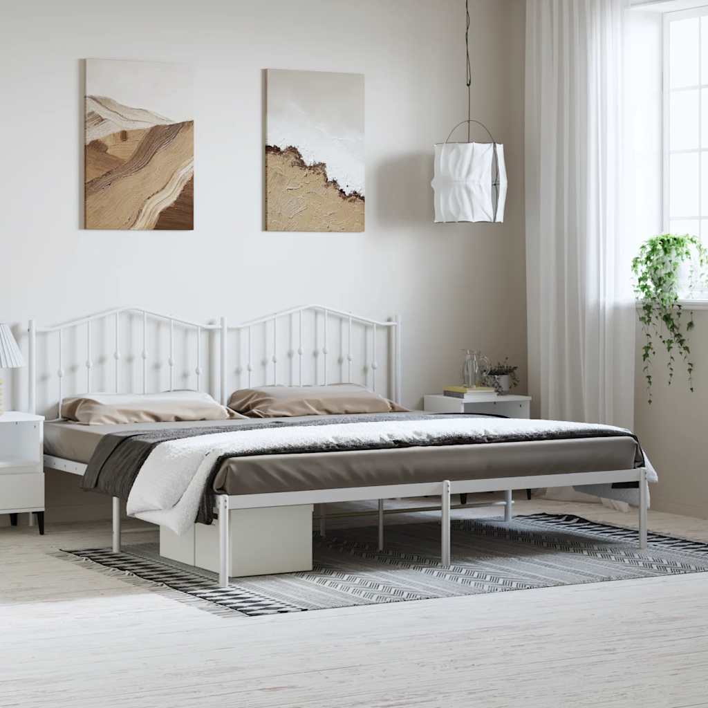 Bedframe met hoofdbord metaal wit 183x213 cm is nu te koop bij PeponiXL, paradijselijk wonen!