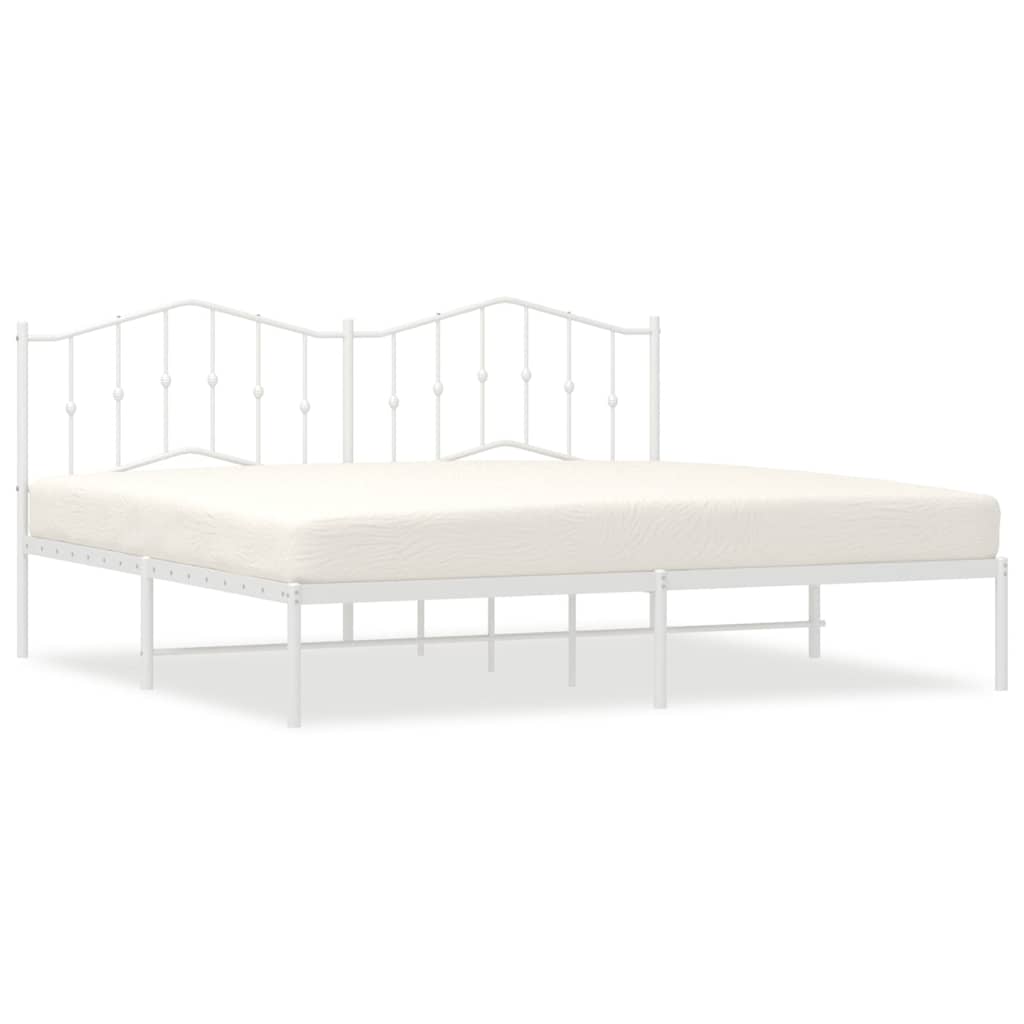 Bedframe met hoofdbord metaal wit 193x203 cm is nu te koop bij PeponiXL, paradijselijk wonen!