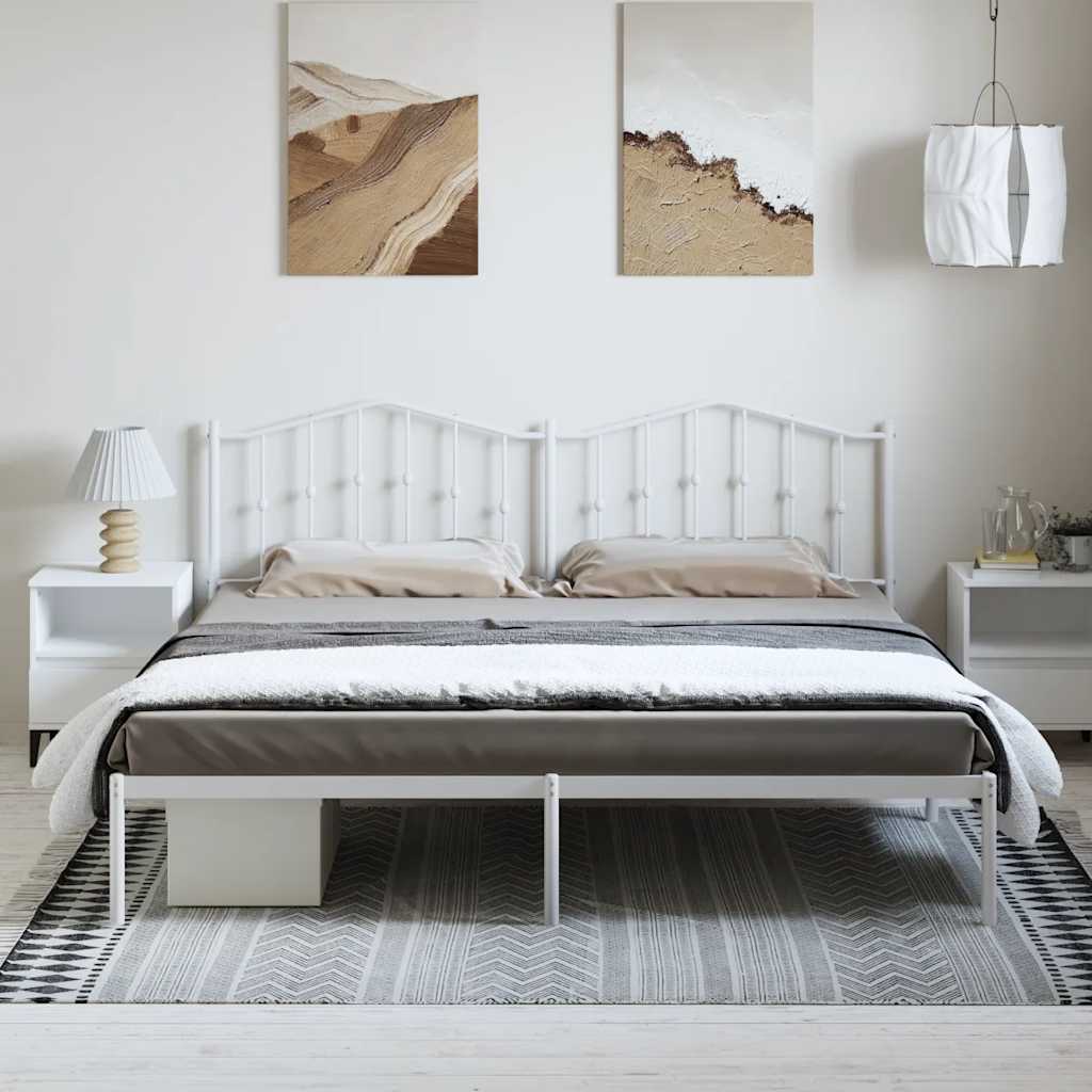 Bedframe met hoofdbord metaal wit 193x203 cm is nu te koop bij PeponiXL, paradijselijk wonen!