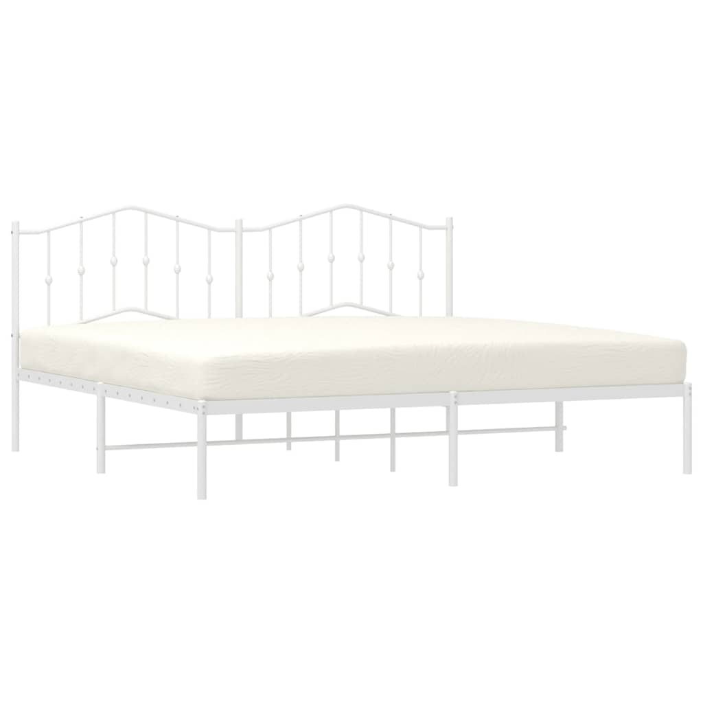 Bedframe met hoofdbord metaal wit 193x203 cm is nu te koop bij PeponiXL, paradijselijk wonen!