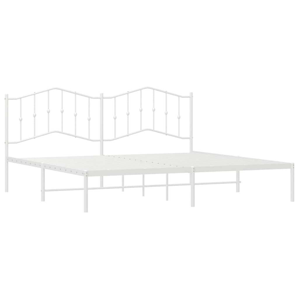 Bedframe met hoofdbord metaal wit 193x203 cm is nu te koop bij PeponiXL, paradijselijk wonen!