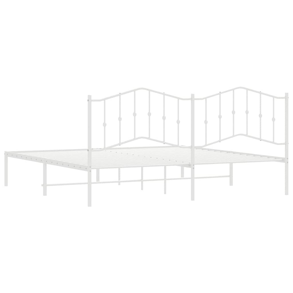 Bedframe met hoofdbord metaal wit 193x203 cm is nu te koop bij PeponiXL, paradijselijk wonen!