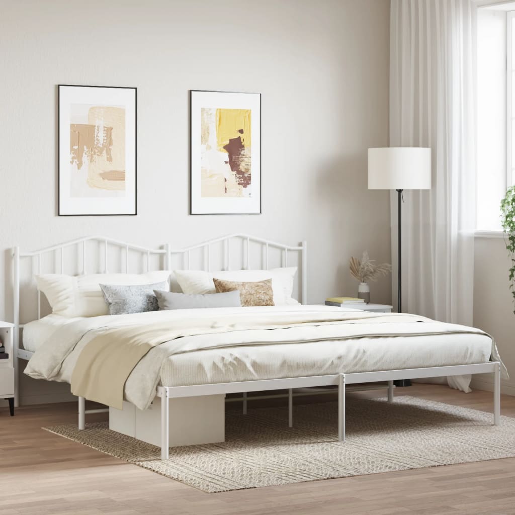 Bedframe met hoofdbord metaal wit 193x203 cm is nu te koop bij PeponiXL, paradijselijk wonen!