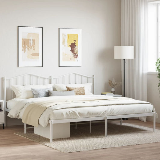 Bedframe met hoofdbord metaal wit 193x203 cm is nu te koop bij PeponiXL, paradijselijk wonen!