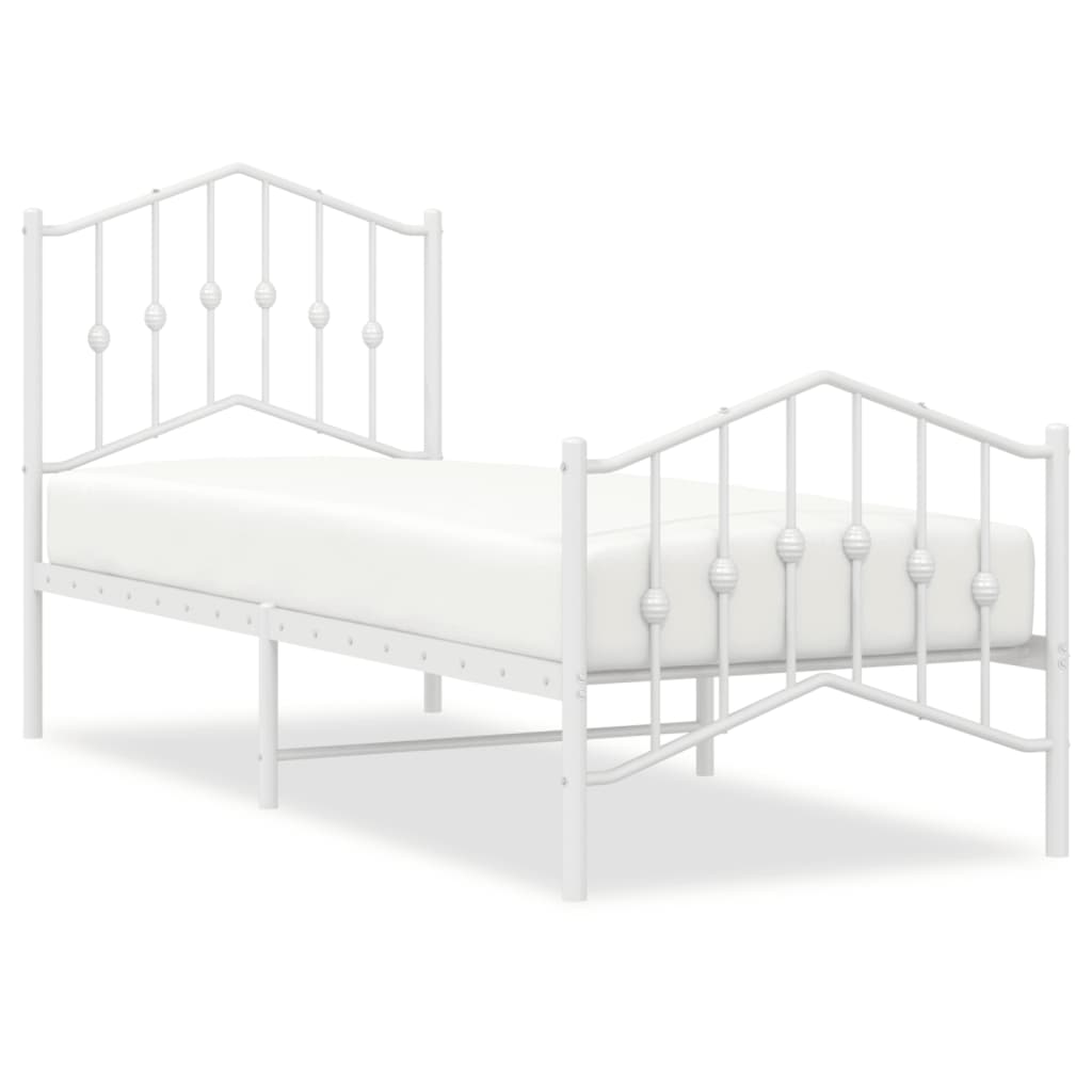Bedframe met hoofd- en voeteneinde metaal wit 75x190 cm is nu te koop bij PeponiXL, paradijselijk wonen!