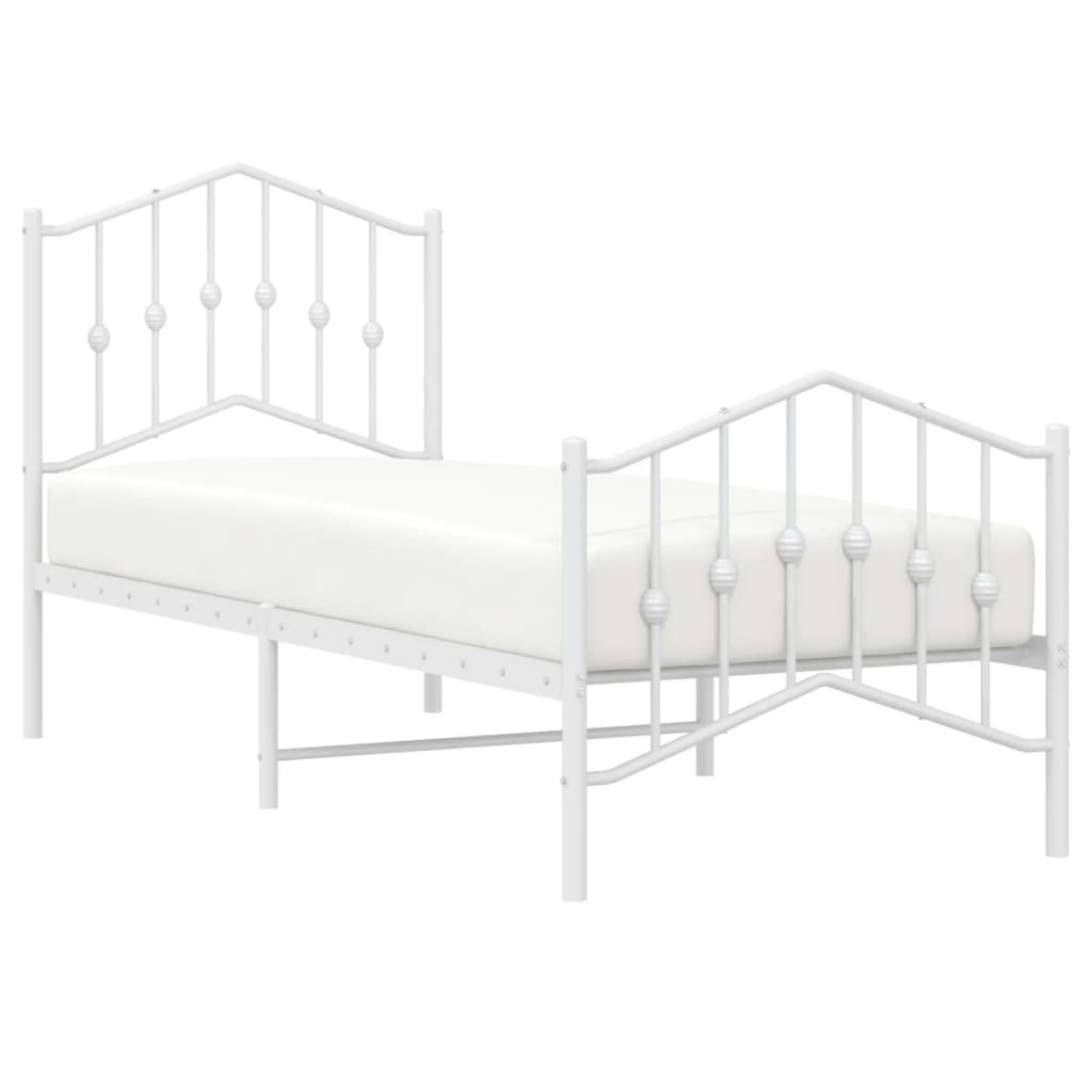 Bedframe met hoofd- en voeteneinde metaal wit 75x190 cm is nu te koop bij PeponiXL, paradijselijk wonen!