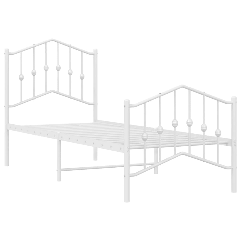 Bedframe met hoofd- en voeteneinde metaal wit 75x190 cm is nu te koop bij PeponiXL, paradijselijk wonen!
