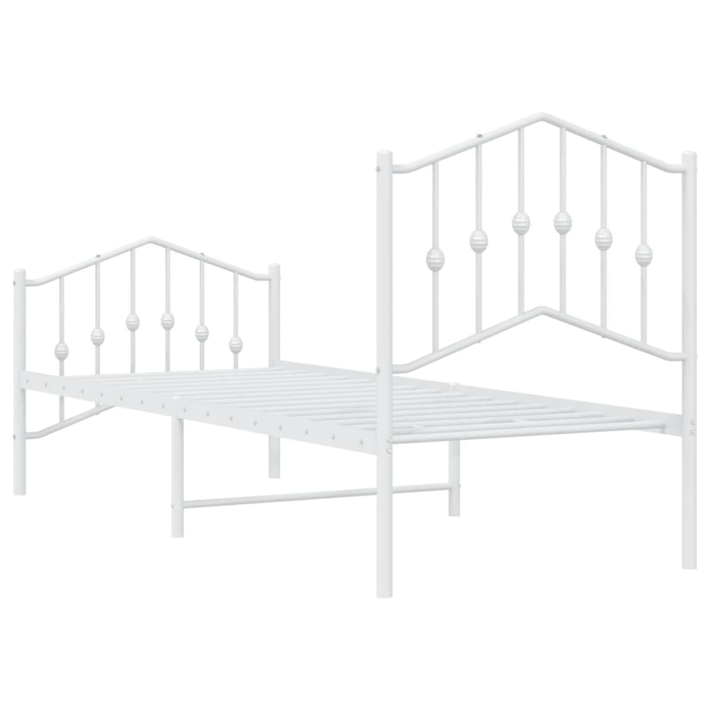 Bedframe met hoofd- en voeteneinde metaal wit 75x190 cm is nu te koop bij PeponiXL, paradijselijk wonen!