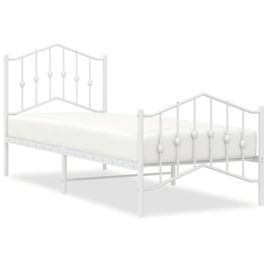 Bedframe met hoofd- en voeteneinde metaal wit 80x200 cm is nu te koop bij PeponiXL, paradijselijk wonen!