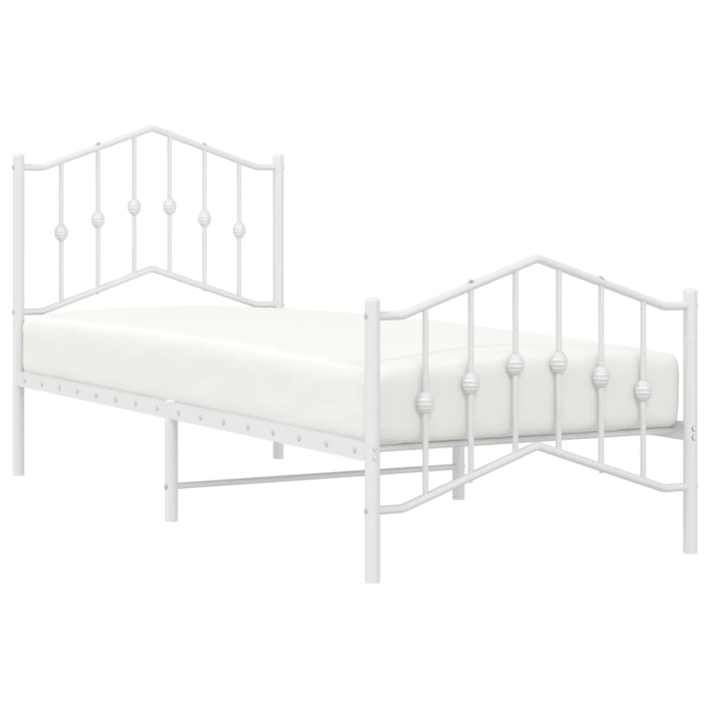 Bedframe met hoofd- en voeteneinde metaal wit 80x200 cm is nu te koop bij PeponiXL, paradijselijk wonen!