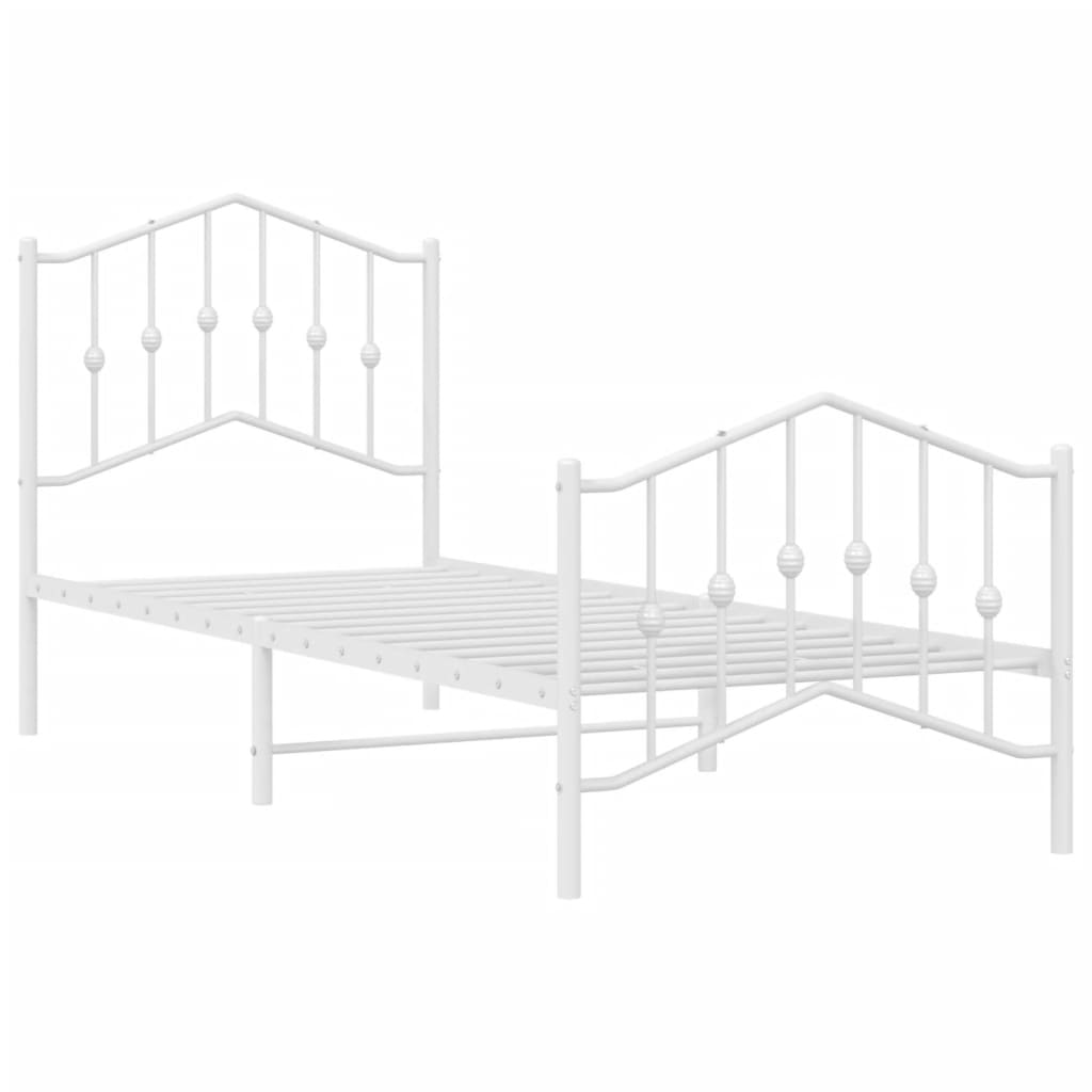 Bedframe met hoofd- en voeteneinde metaal wit 80x200 cm is nu te koop bij PeponiXL, paradijselijk wonen!