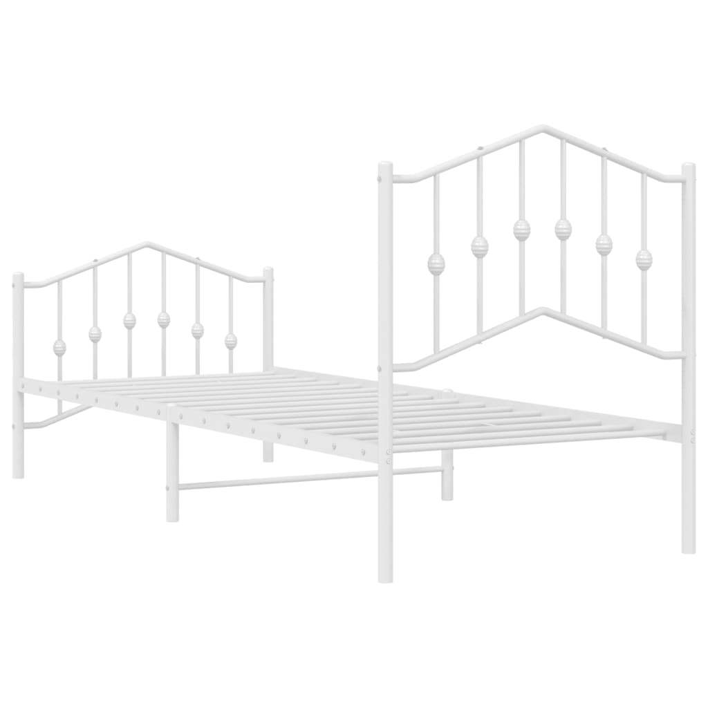 Bedframe met hoofd- en voeteneinde metaal wit 80x200 cm is nu te koop bij PeponiXL, paradijselijk wonen!